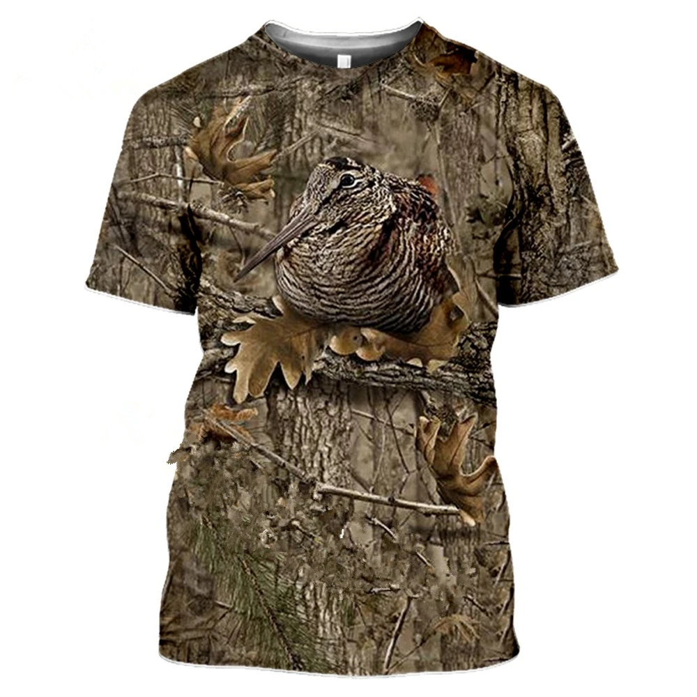 Men\'s Casual T-Shirt Outdoor Hunting Animal Pigeon 3D Printing Fashion Street Summer Quick Dry Breathable Short Sleeve T-Shirt