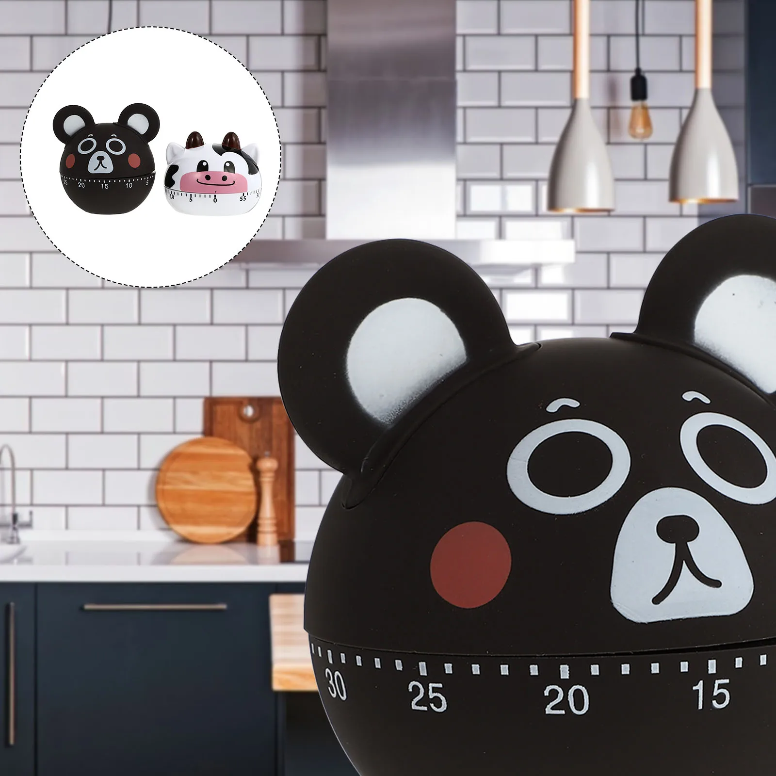 

2Pcs Mechanical Cooking Timer Cartoon Kitchen Countdown Time Reminder Practical Baking Timing Tool Mechanical Timer