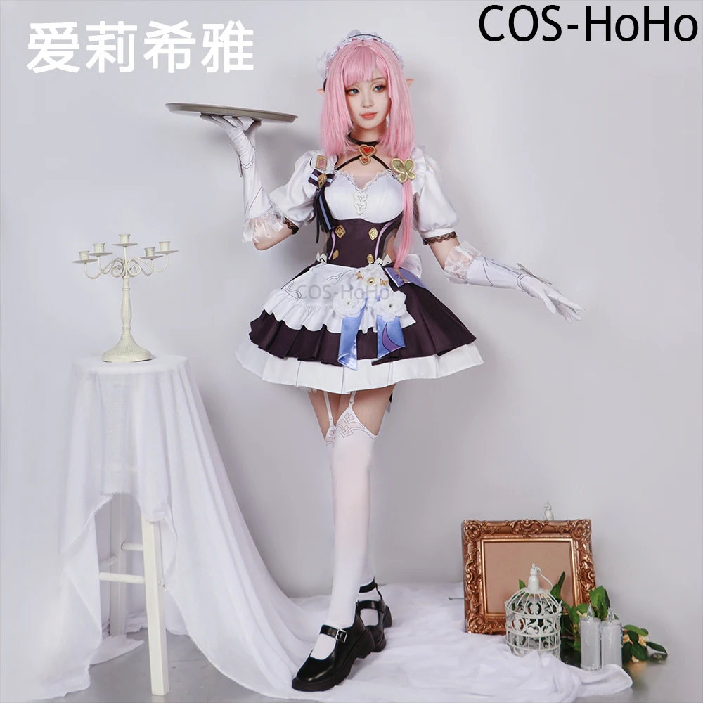 

COS-HoHo Honkai Impact 3rd Elysia Miss Pink Fairy Sweetheart Maid Dress Lovely Uniform Cosplay Costume Halloween Party Outfit