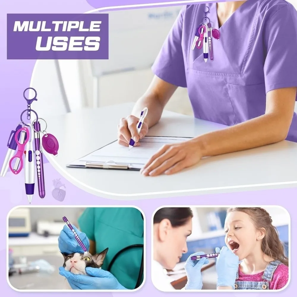 New Retractable Nurse Pen Pack Lanyard Keychain Durable Nurse Badge Set ID Badge Reels Portable Nurse Badge Clip Gift