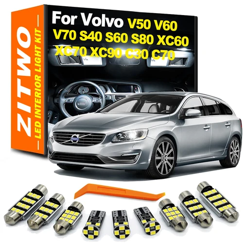 Kit completo de luces LED para techo de mapa, cúpula Interior, para Volvo V50 V60 V70 S40 S60 S80 XC60 XC70 XC90 C30 C70, accesorios de bombilla para coche