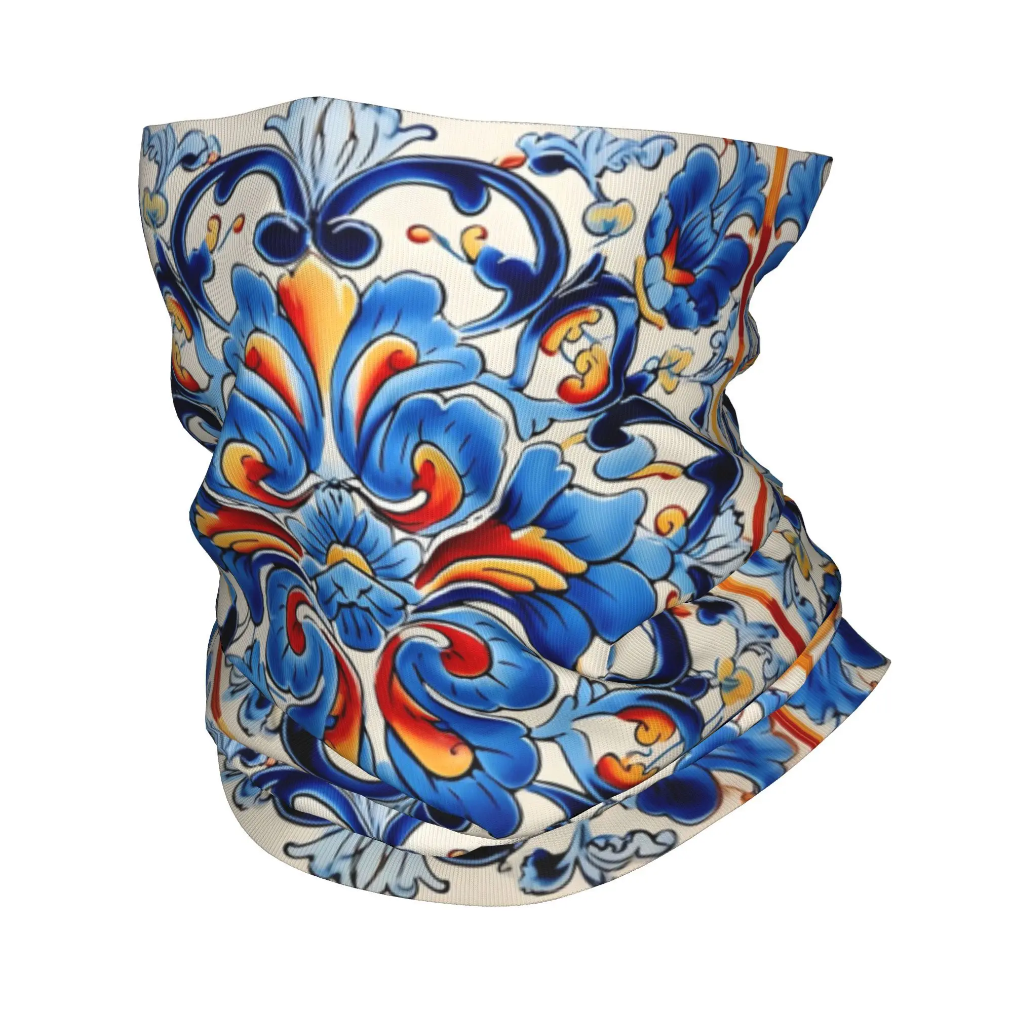 Decorativo espanhol telha cerâmica impressão bandana pescoço gaiter impresso lenço de rosto quente ciclismo cachecol correndo unisex adulto lavável