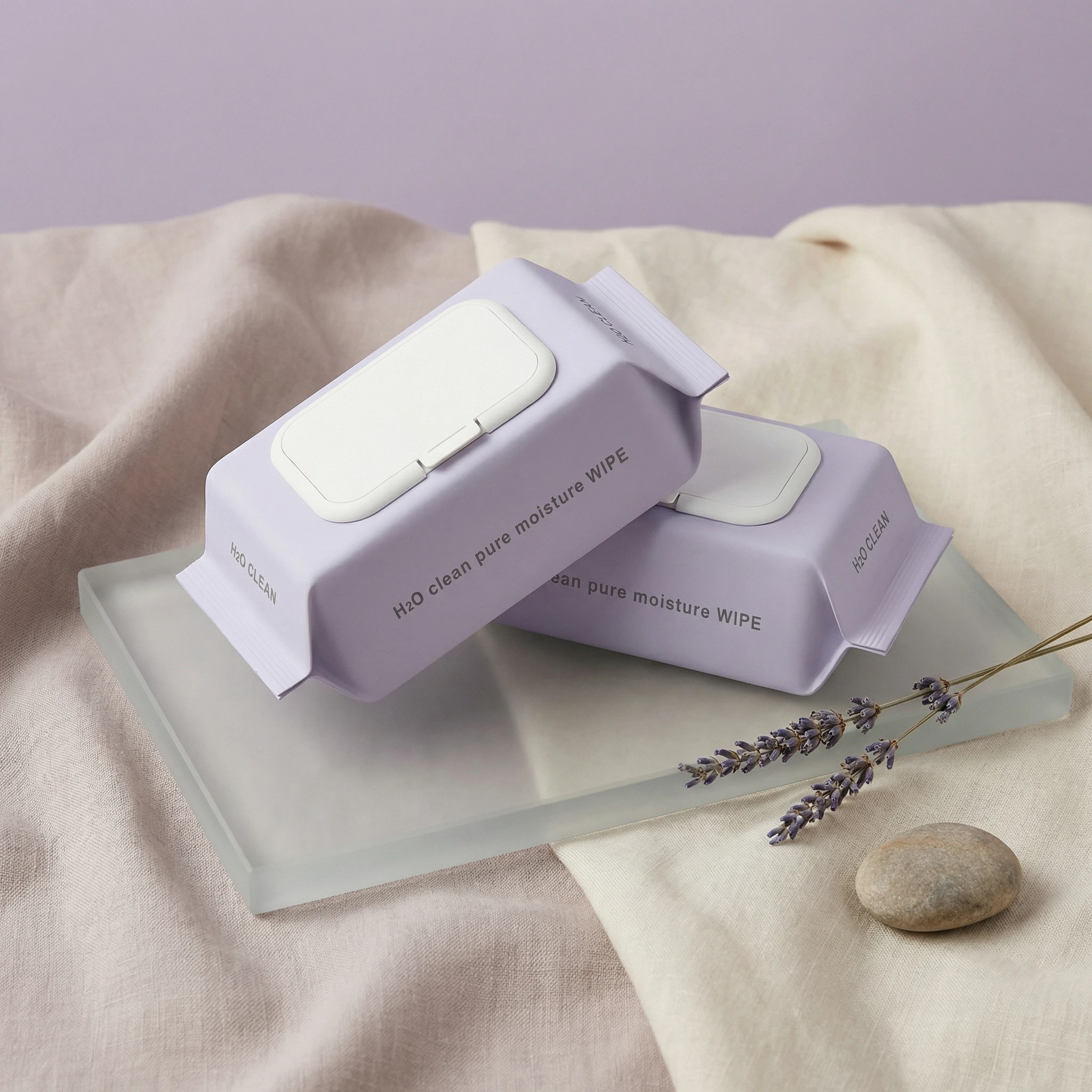 H2O클린 초순수 저자극 대용량 엠보싱 휴대용 물티슈 캡형 100매 50평량 20팩 - 1