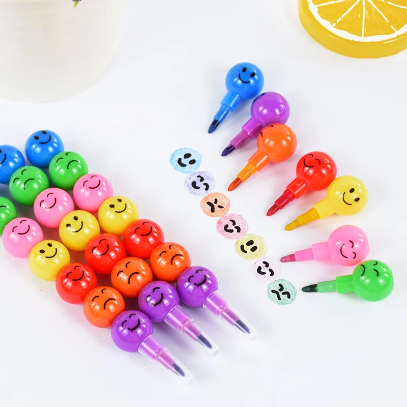 5Pcs Lollipop Building Block Crayon Pencil Smile Graffiti Pen Toys For Kids Birthday Wedding Party Favors Gifts Pinata Fillers