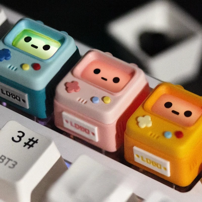Anime-Tastenkappe, Retro-Spielekonsole, individuelle Tastenkappen für mechanische Tastaturkappen, ESC, durchscheinendes Harz, Tastenkappen, PC-Gamer-Spieler, Geschenke