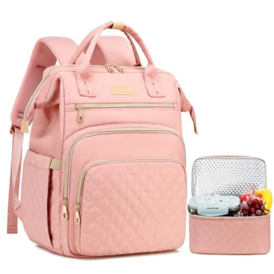 

Lunch Backpack 15.6 inch Laptop Backpack with Insulated Lunch Bag Backpack Cooler for Women Large Travel Backpack Lunch Box Com