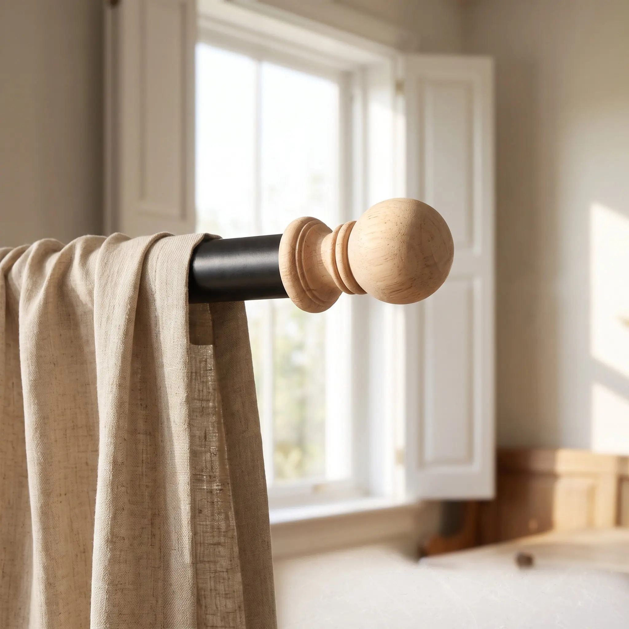 2Pcs Wood Curtain Rod Finials European Style Unfinished Decorative Finials Stair Post Caps Furniture Restoration