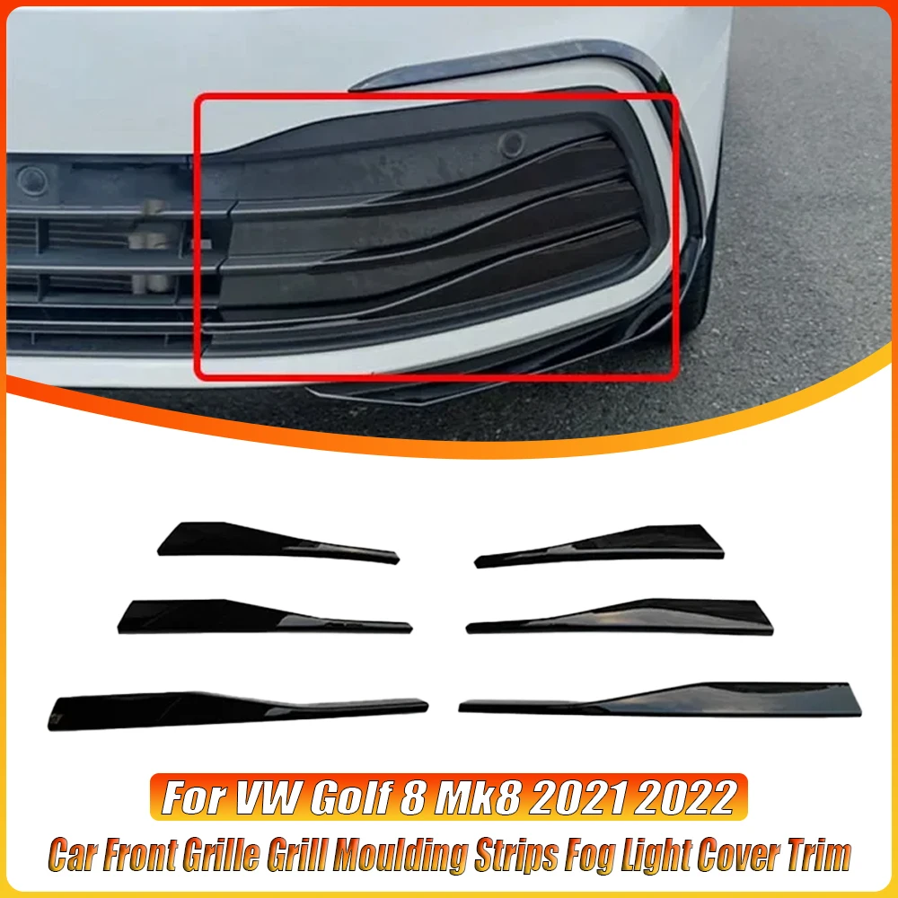 

Передняя решетка автомобиля из АБС-пластика, молдинговые полоски, накладка на противотуманные фары для VW Golf 8 Mk8 2021 2022, аксессуары для автомобильной модификации