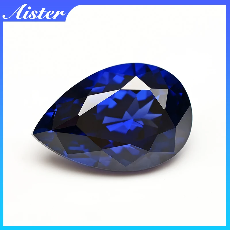 Top Royal Blue Lab Grown Sapphire Loose Gemstone Pear Cut VVS1 Synthetic Sapphire Lab Diamond With AGL Certificate