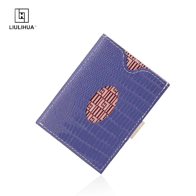 

LIULIHUA Top Sale Fashion Unisex Trifold Designer Engraving Wallet LLH Slim Purse with Stainless Steel Buckle Luxury Card Case
