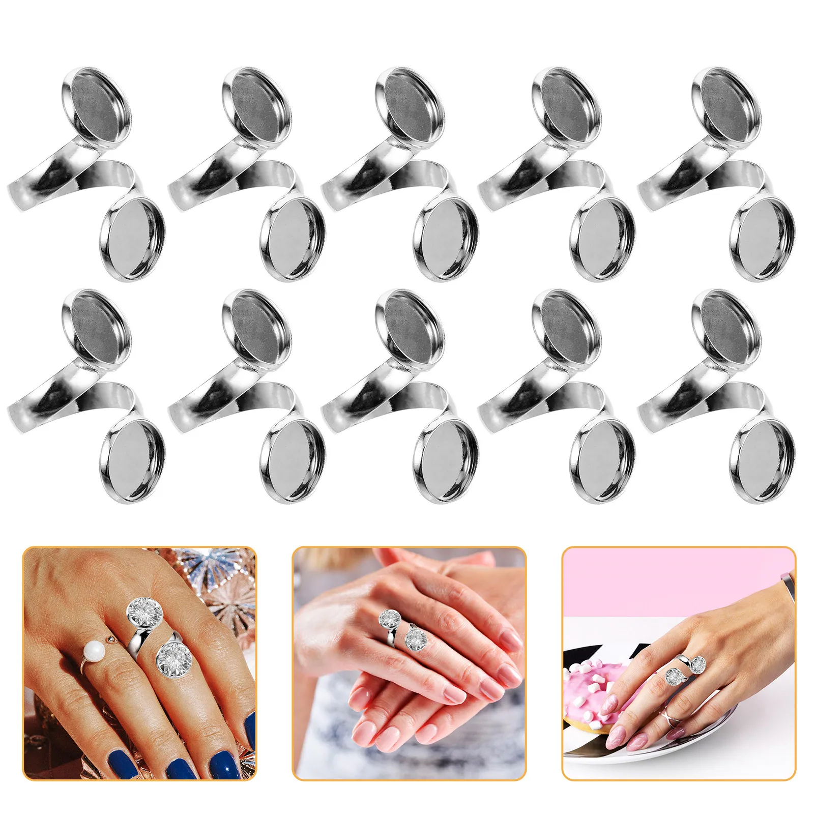 

10Pcs Ring Blanks for Jewelry Making Copper Adjustable Ring Base Smooth Craft DIY Supplies Exquisite