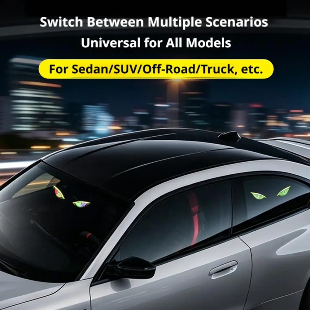 Coole DEMON EYE Ambientebeleuchtung Solar Teufelsauge Leuchtschild für Windschutzscheibe Atmende Neonlichter Auto-Dekoration – Detail 11
