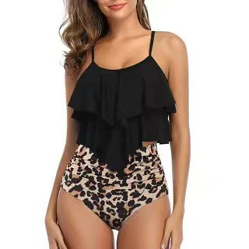 Swimwear Ruffles Women Suits Two Piece Sets Printed Beachwear High Waist Bikini Set Bottoms Push Up Tankini Swimsuits Women