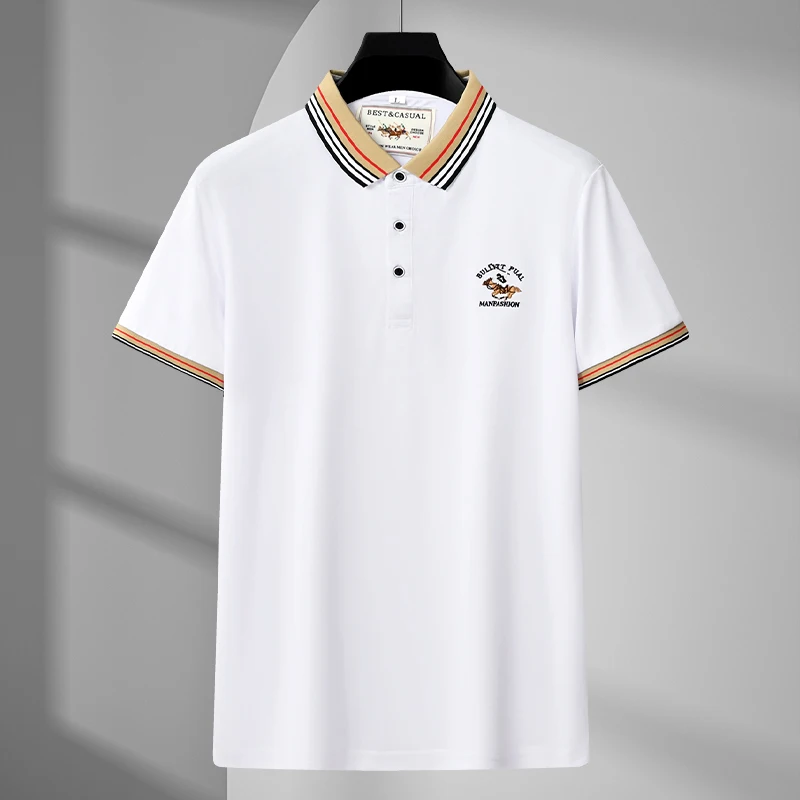 Luxury Brand Exquisite Embroidery Men\'s 2024 Summer New Short Sleeved Cotton Polo Shirt Business Casual Comfortable T-Shirt Top