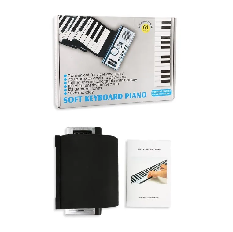 Portable 61Keys Flexible Roll Up Piano Silicone Rubber Keyboard ABS Plastic Electronic Soft Keyboard Piano