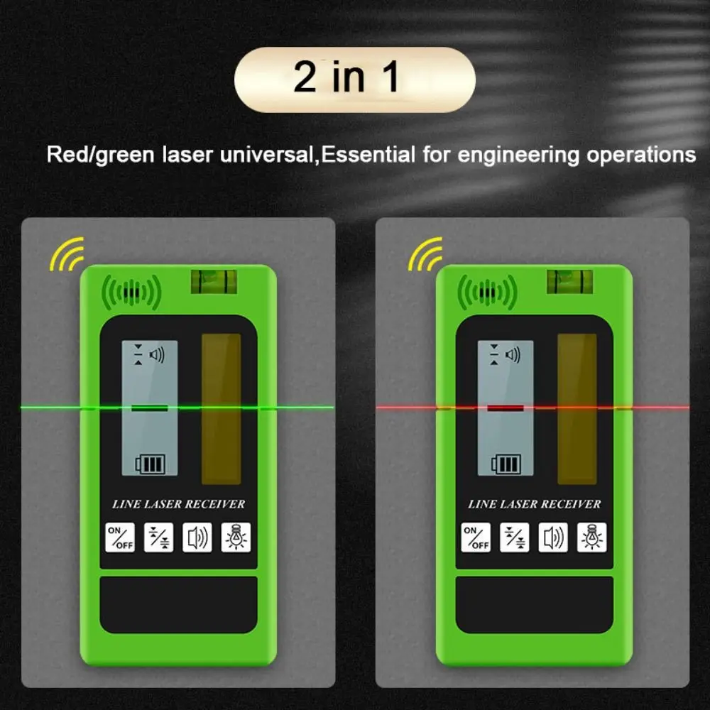 

Led Light Indication Laser Receiver Adjustable Sound Working Distance 50m Laser Line Receiver Detector Two-Sided Back-lit