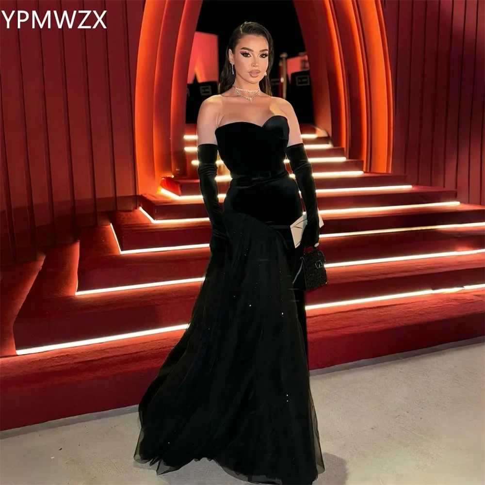 

Customized Evening Dress Party Occasion Women Prom Gown YPMWZX Sweetheart A-line Floor Length Skirts Draped Applique Bespoke Occ