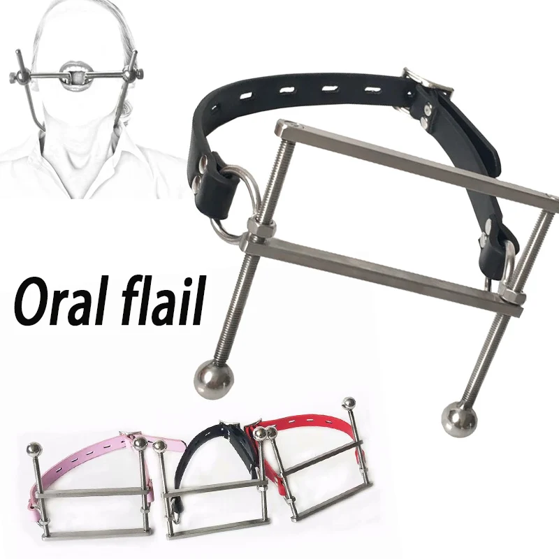 

Latest Adjustable Stainless Steel Tongue Cangue Restraints Open Mouth Bondage Device Mouth Gags Adult Games Sex Toys for Women