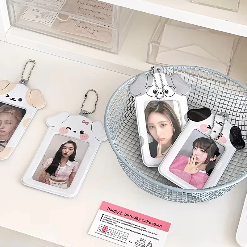 

Cute Puppy-Shaped 3 Inch PVC Card Holder Novelty Design Photocard Sleeve with Keychain for Students & Collectors