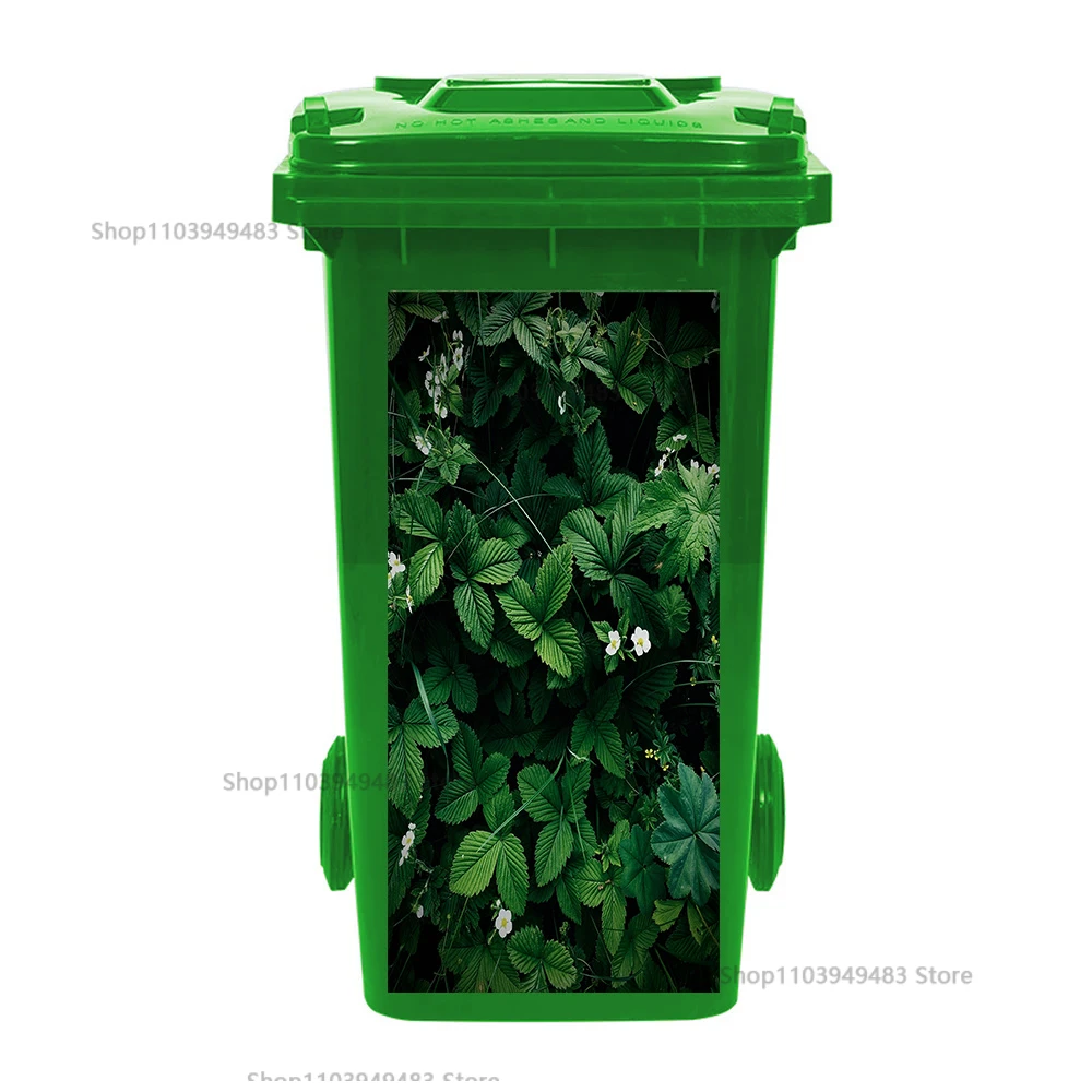 Bloeiende plant prullenbak muurschildering zelfklevende waterdichte stickers recycling milieuvriendelijke Wheelie Bin Art Decals