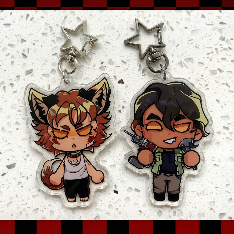 YK MET Ga to Bob Llavero de Acrílico con Colgante de Epoxi de Werewolf Boy y Tool Man, Merchandising de Anime y Videojuegos, Accesorios para Bolsos