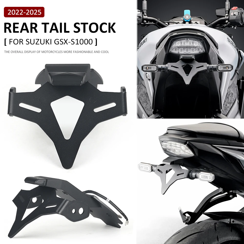 For Suzuki GSX-S1000 GSXS1000 2022-2025 Motorcycle Rear Short Tail Stock Tidy License Plate Holder Tailstock Bracket LED Light