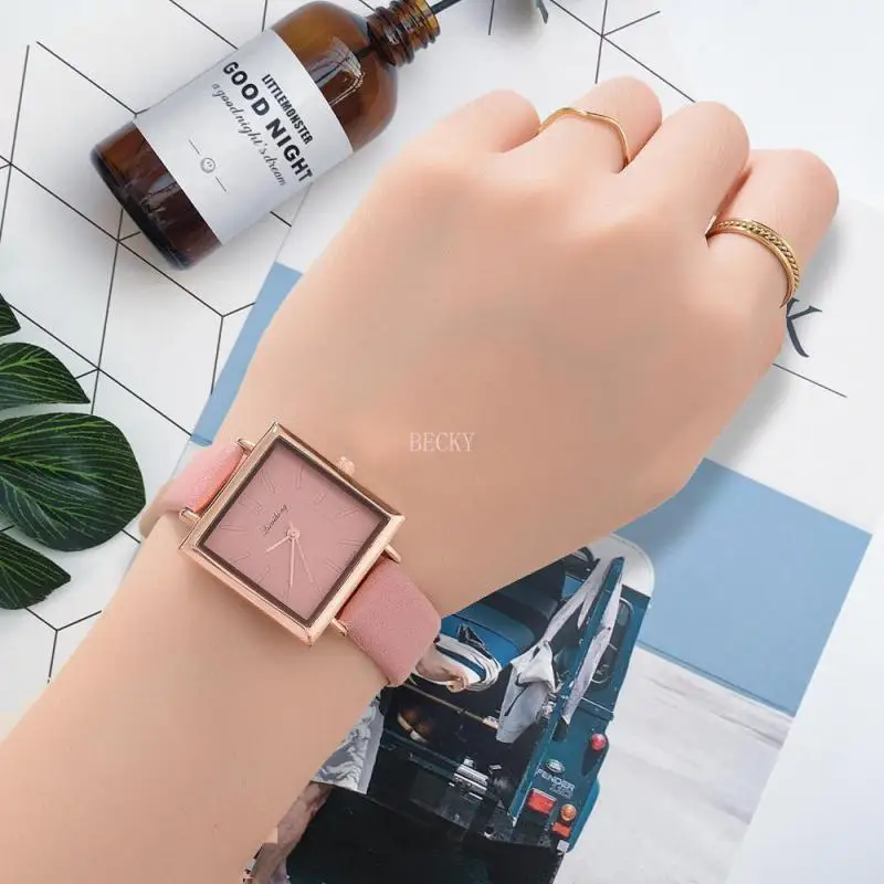 Simple Elegant Women Wrist Watch Square Quartz Wristwatches Trend Fashion Luxury PU Leather Women Watches Ladies Watch for Women