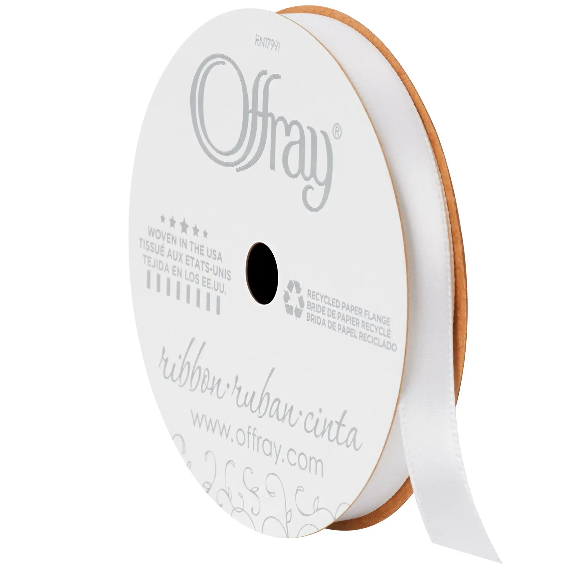 

1017 3/8-29 Single Face Satin Ribbon 3/8X18' - White