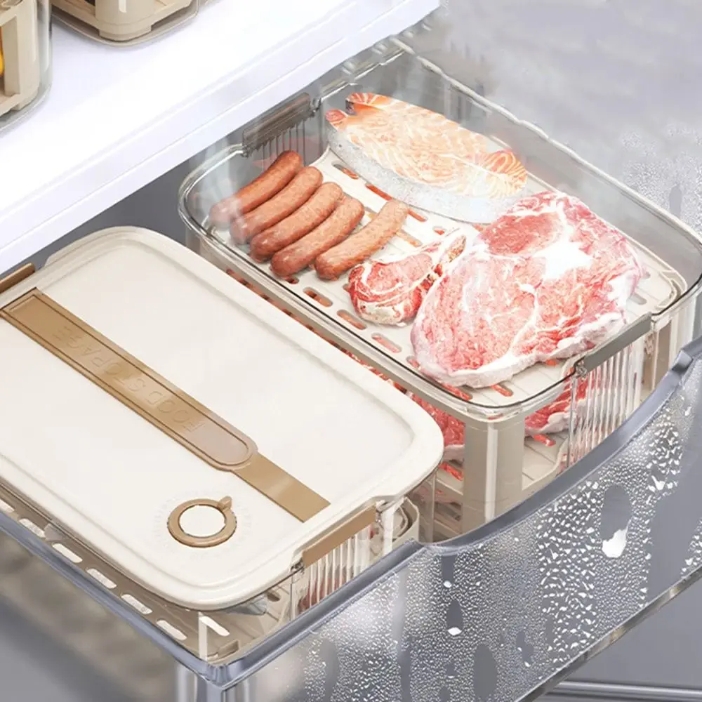 

Plastic Vegetable Fruit Storage Box Handheld Sealed Food Storage Container Dustproof Large Capacity Meat Freezing Box for Home