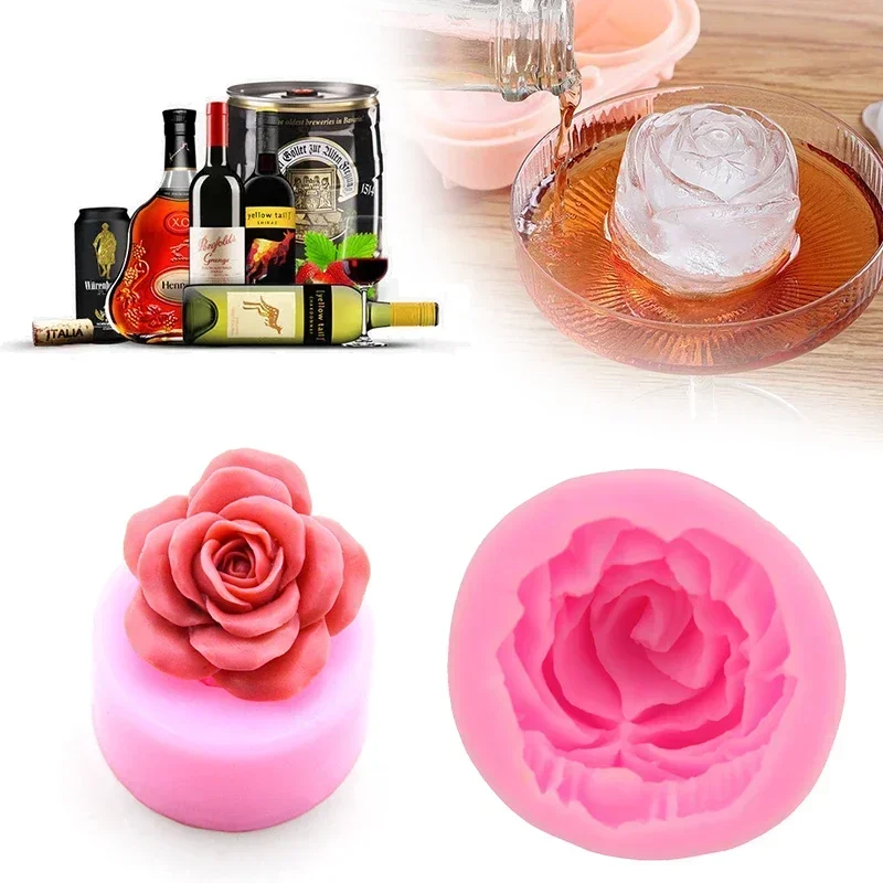 Ice Maker Mold 3D Rose Flower Style Box Silicone DIY Vivid Image Moulds Whisky Cocktail Vodka Bar Ware Party Kitchen Appliance