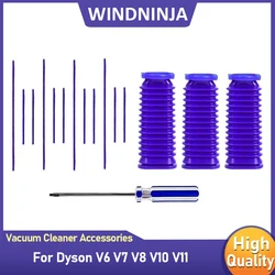 Soft Velvet Strips/Hose Set For Dyson V6 V7 V8 V10 V11 Robot Vacuum Floor Brush Roller Blue Hose For Efficient Cleaning