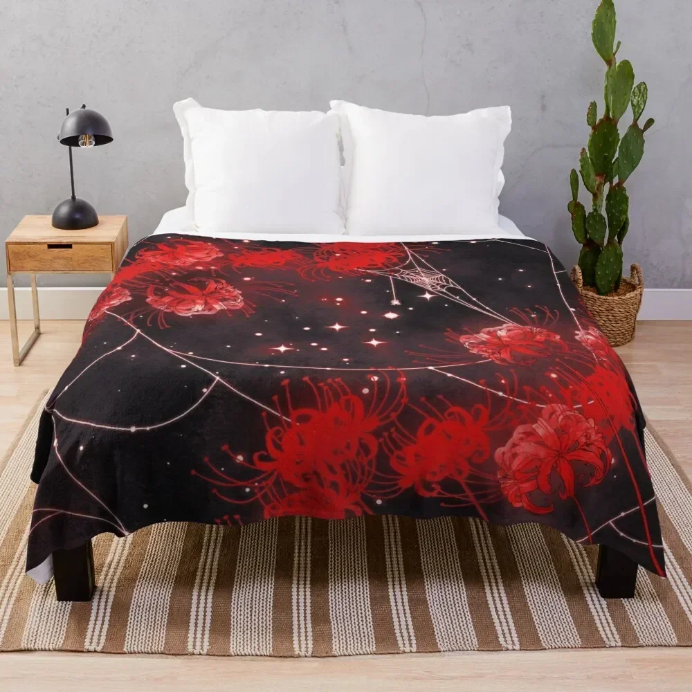 

Galaxy Red Spider Lilies and Webs Throw Blanket For Sofa Thin Decorative Sofas Flannel Fabric For Baby Blankets