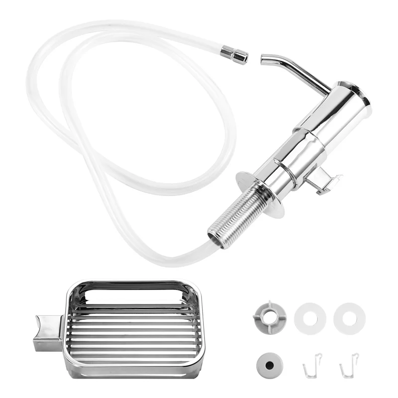 

ABBY-Дозатор мыла Встроенный насос-дозатор мыла с держателем губки и комплектом удлинительных трубок для под столешницы Серебристый