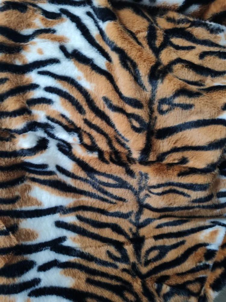 Leopard Tiger Pattern Short Plush Fabric for Artificial Fur Performance Clothing Background Cloth Handmade DIY Sewing Cloth