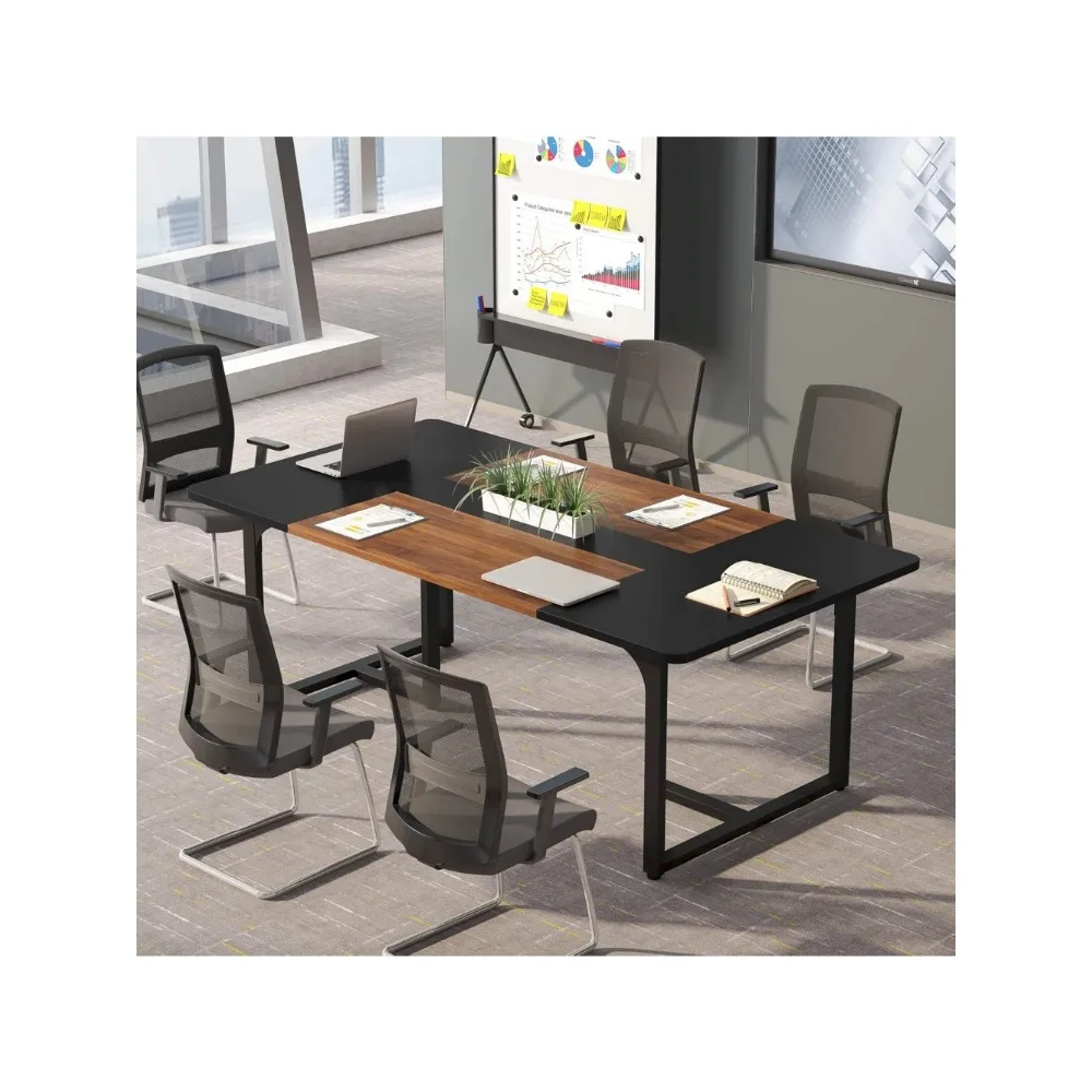6FT Conference Table, 70.8" Meeting Seminar Table Up, Business Style Large Office Conference Room Table Boardroom Desk