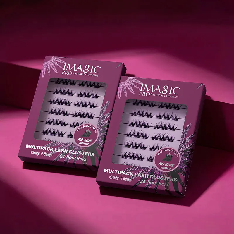 IMAGIC Multipack Lash Clusters Extensions Natural Soft Thickened No Glue Needed Pre-Bonded Curly Clusters 8 Pairs Set