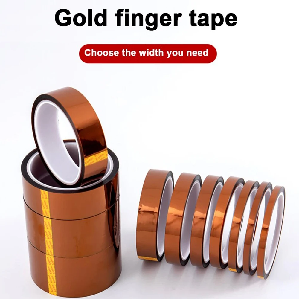 30M Kapton Tape Gold High-Temperature Heat Resistant Adhesive Tape Polyimide 5-150MM Width No Residue for Masking Soldering