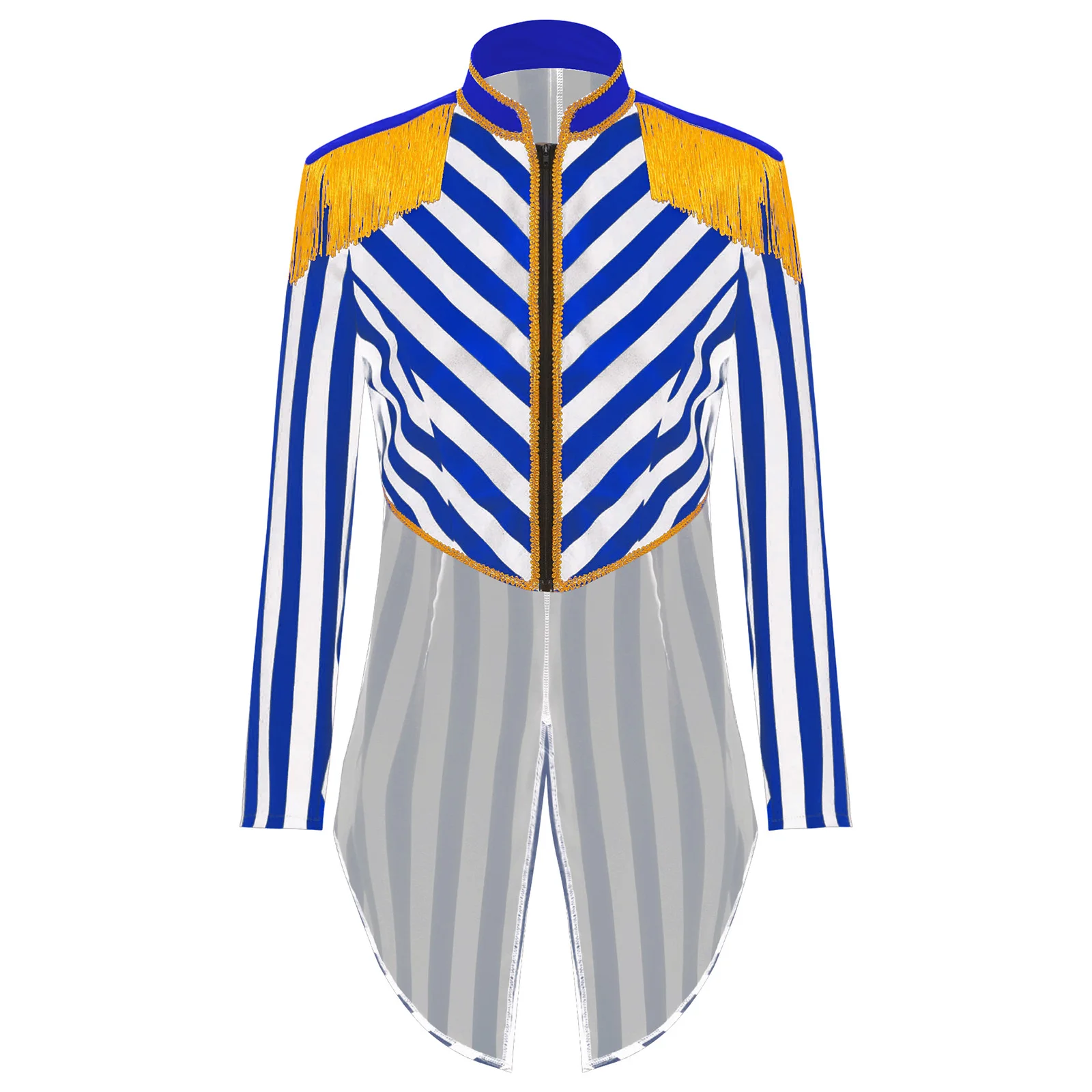 

Halloween Carnival Holiday Party Cosplay Costume Women Circus Ringmaster Dress Up Jacket Coat Magician Roleplay Striped Tailcoat