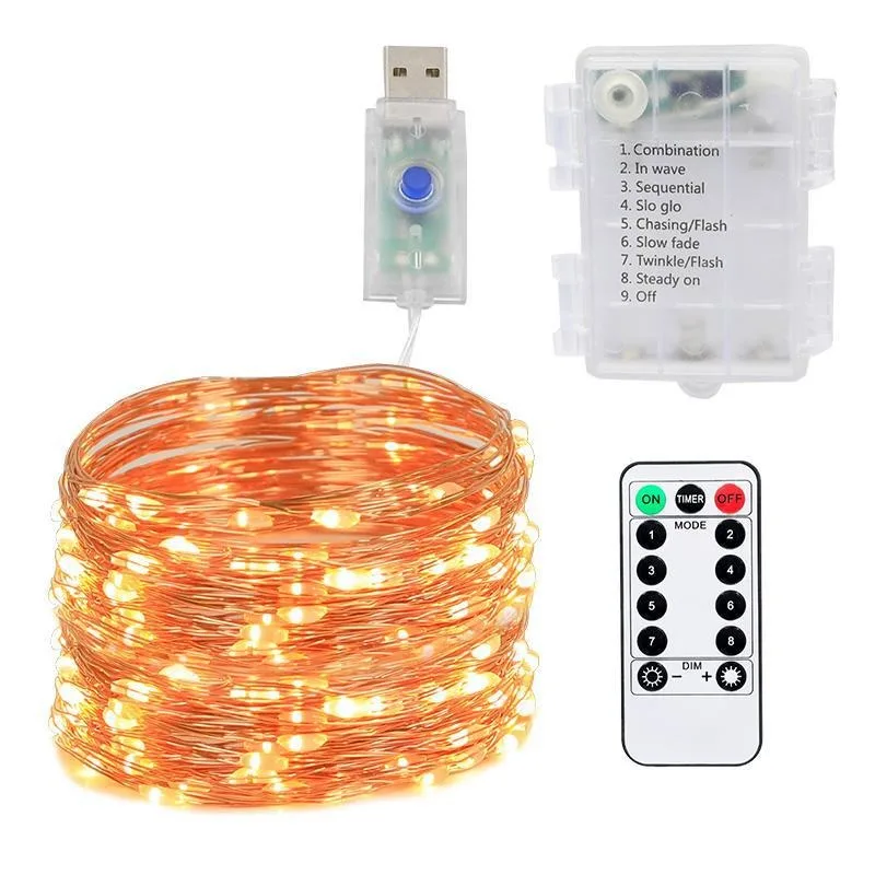 

Christmas Light 10M 20M Copper Silver Wire USB LED String Lights Waterproof Holiday Lighting For Fairy Xmas Wedding Party Decor