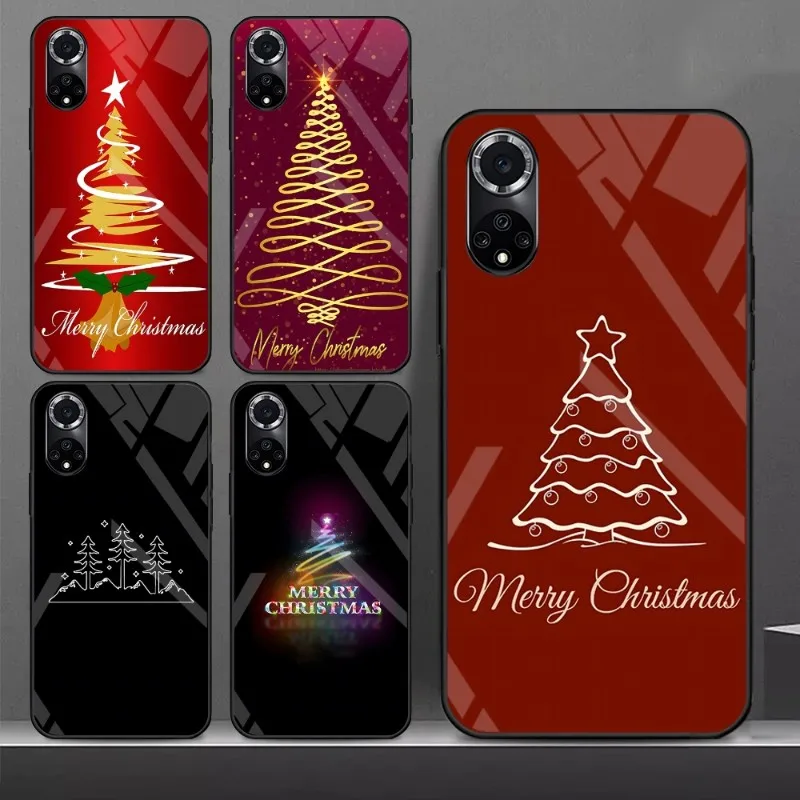 Christmas Tree Phone Case For Samsung A 52 70 71 72 81 91 E S 4G 5G 33 20 S 12 10 21 22 13 30 31 32 40 42 50 51 Glass Cover