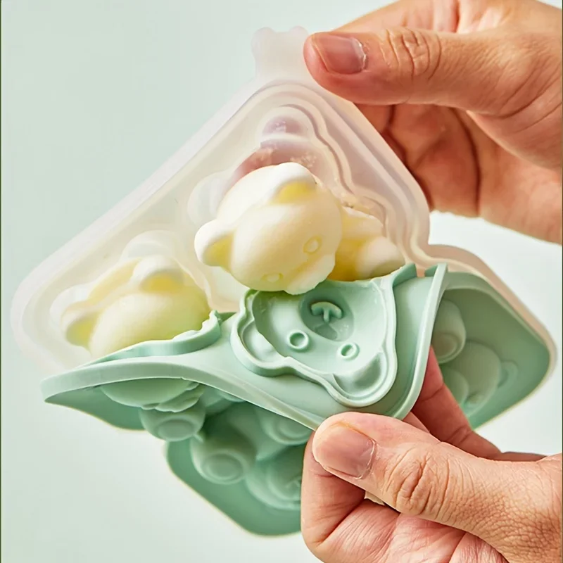 

Cute Bear Ice Cube Making Mold Splash-proof And Easy To Fall Off, For Refrigerator With Container, Cute Bear Ice Cube Tray