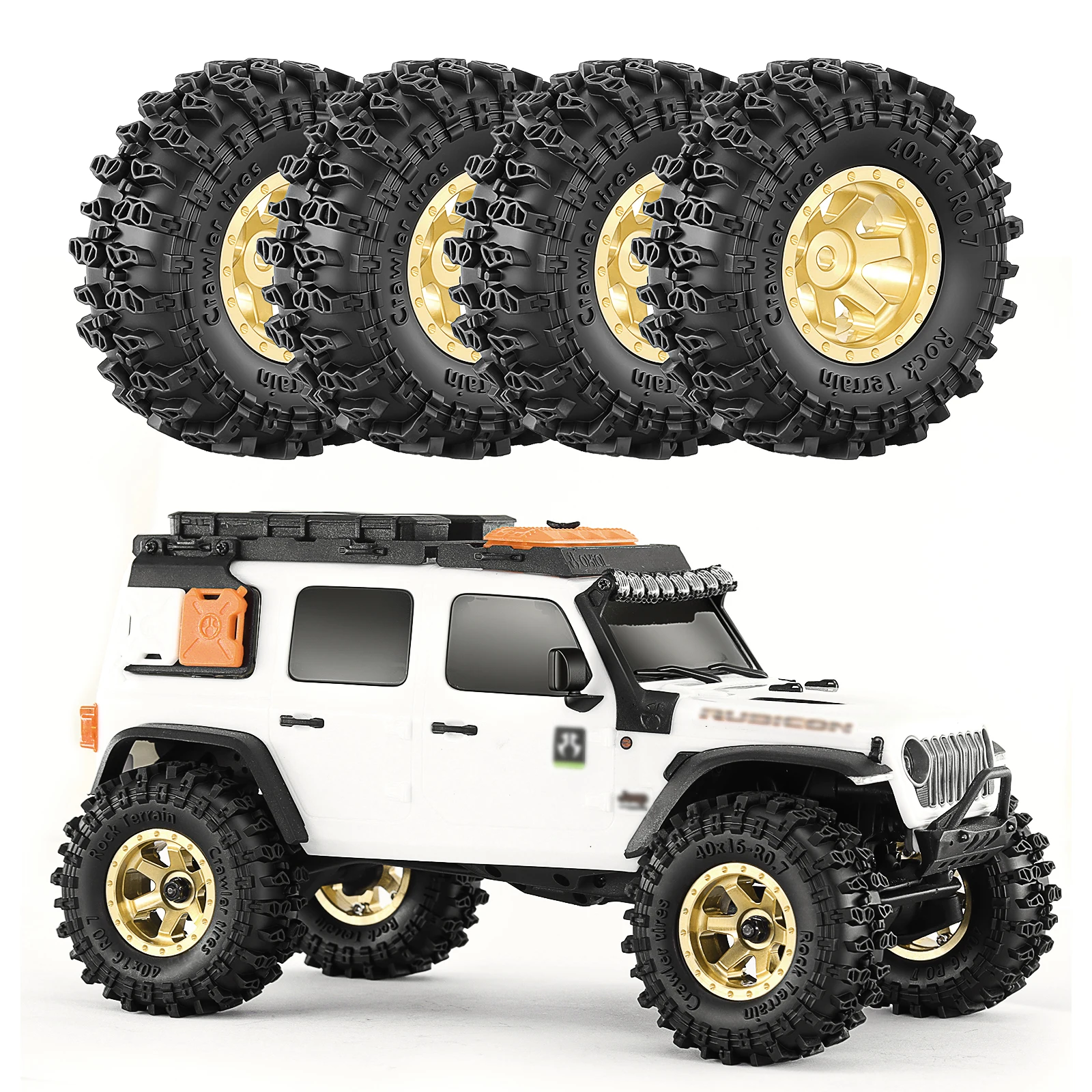 

4pcs 0.7 inch Rubber Tire & Brass Beadlock Wheel Hub for 1/30 Axial SCX30 Ford Bronco Jeep Wrangler JLU Chevy K10 1/32 Ascent-32