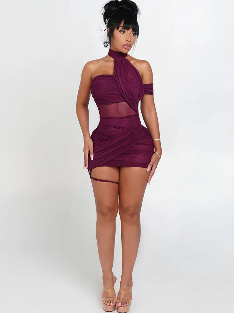 XTOCEAN ชุดเดรสเซ็กซี่ซีทรูผู้ - Y2K Backless Halter Mini Dress บทวิจารณ์และราคา