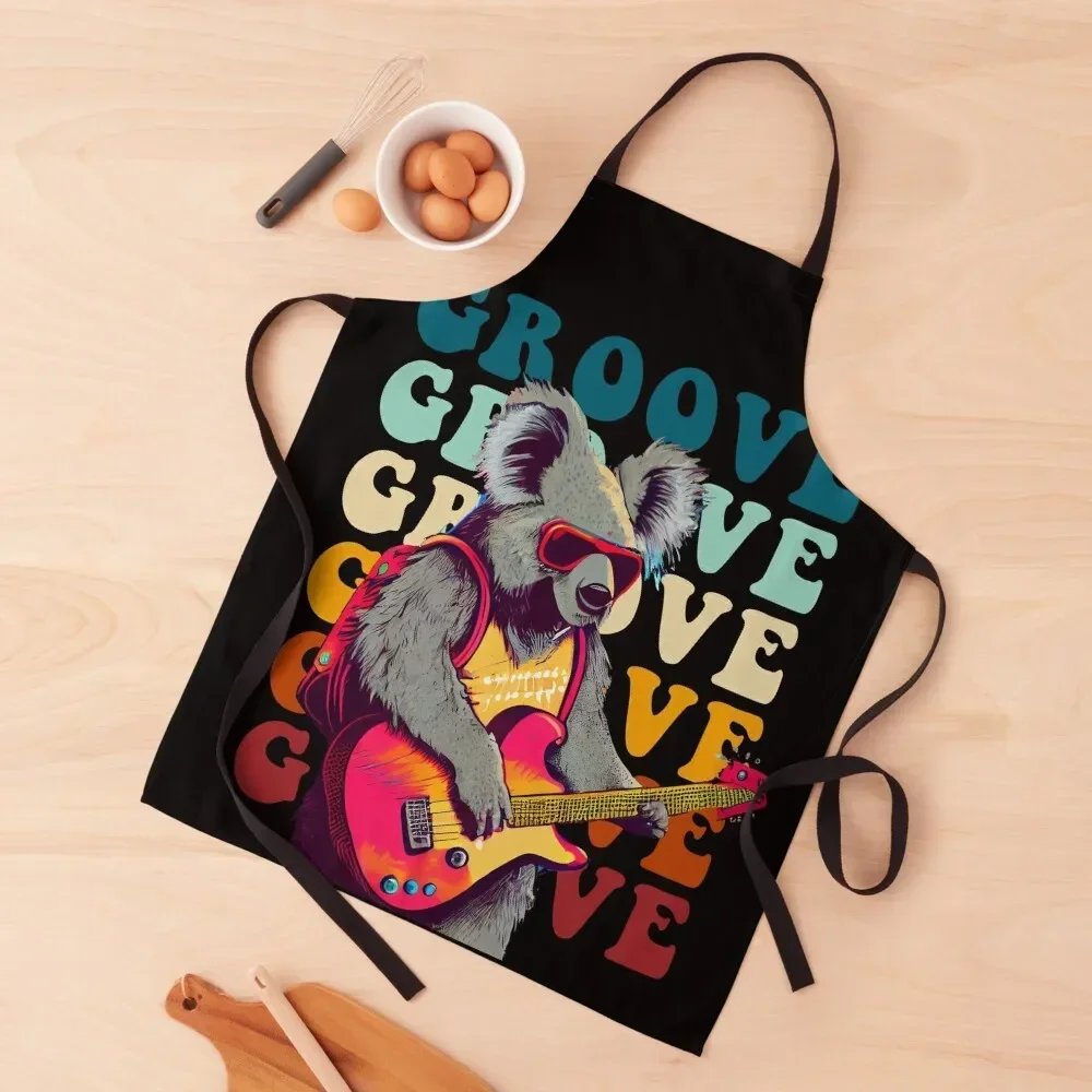 Koala playing electric guitar - groove Apron Cooking Smock for hairdressing Men gift Apron