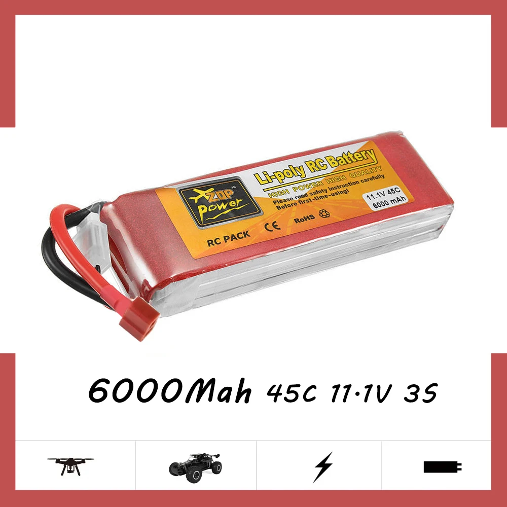 3S Battery 45C 11.1V 6000mah T XT60 Plug Rechargeable RC Lipo Battery Packs For RC FPV Drone Car Monster Truck Boat Helicopter