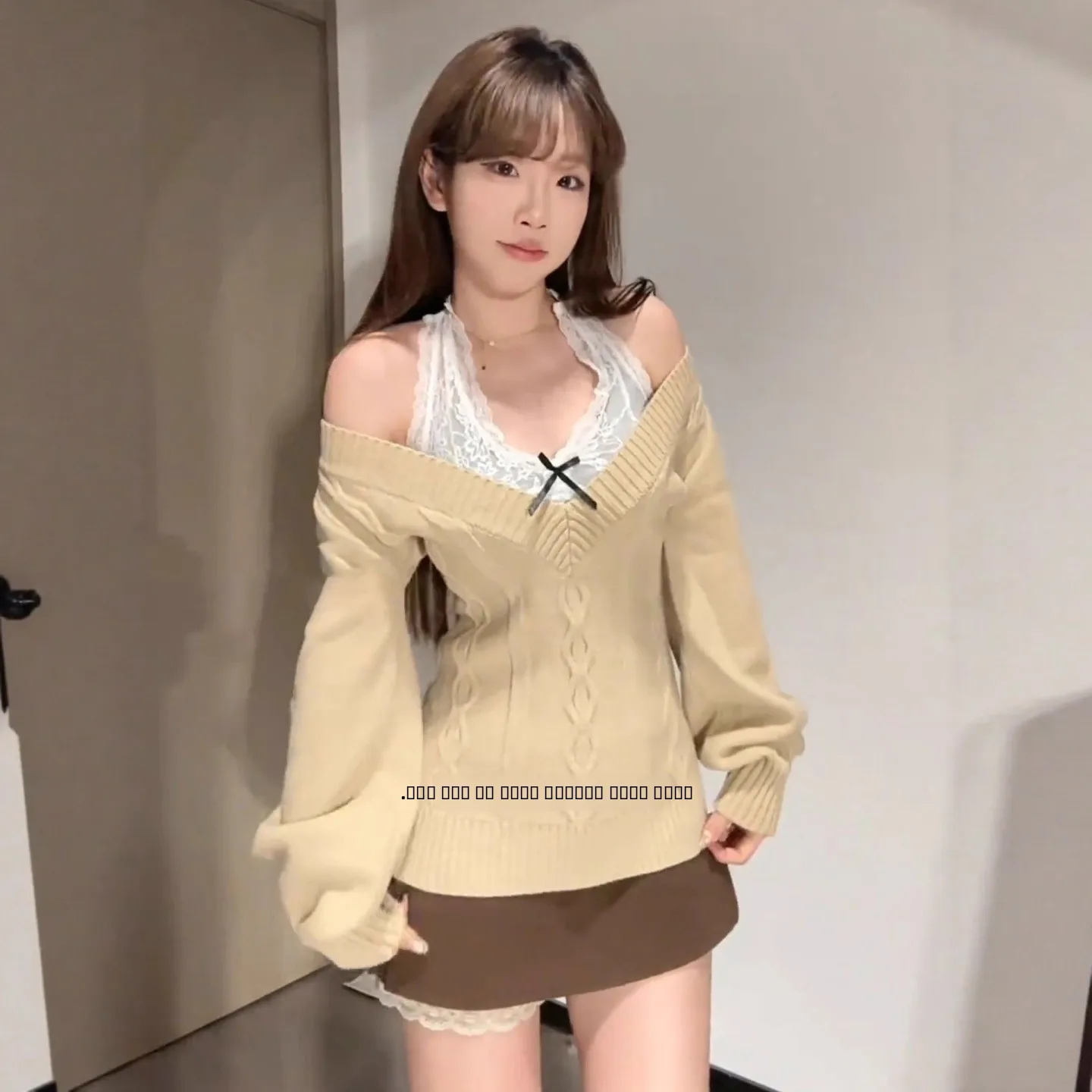 

Retro V-Ne Long Sve Knitted Sweater Women's Slim Fit Lazy Soft Base irt Sexy Top for Autumn Commute Pure Color