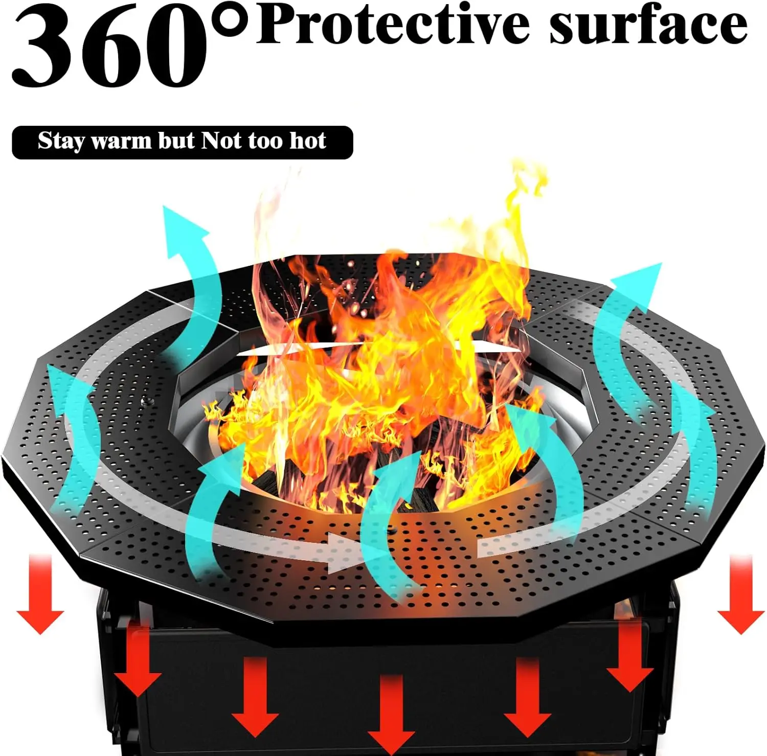Outdoor Use, Thick Powder-Coated Steel, Various Colors, UV-Resistant Adjustable Height Fire Pit Tabletop view 3