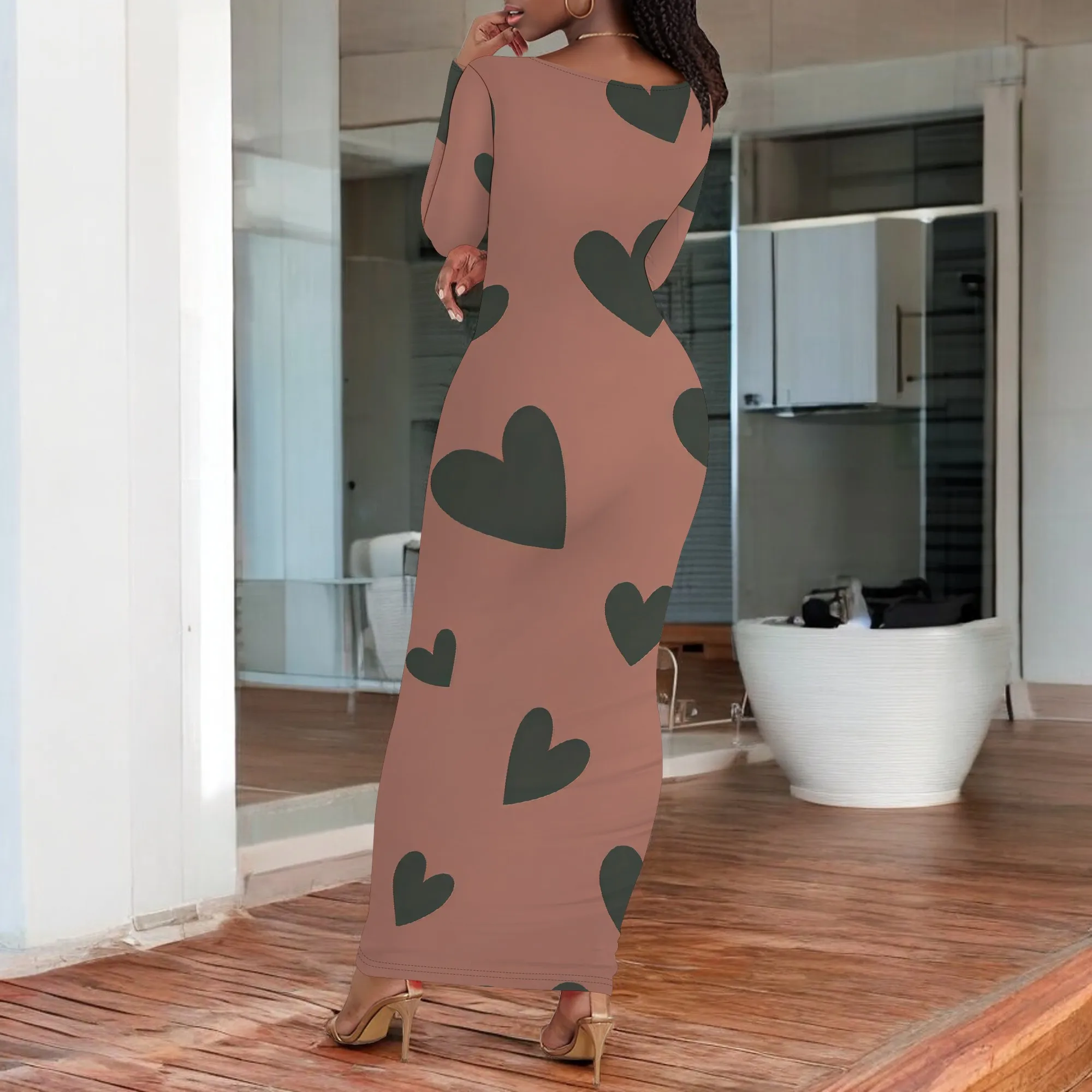 Abiti sexy da donna Abito longuette elegante a maniche lunghe Vestibilità ideale per cena da donna singola, festa di ballo, moda autunnale aderente