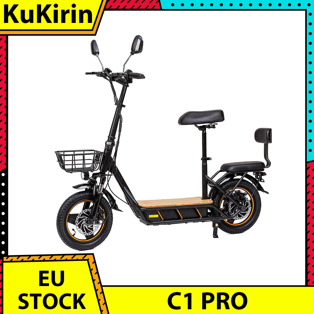 KuKirin C1 Pro Electric Scooter 500W Motor 48V 26Ah Battery 14-inch Pneumatic Tire Max 100km Range Turn signal light with Seat