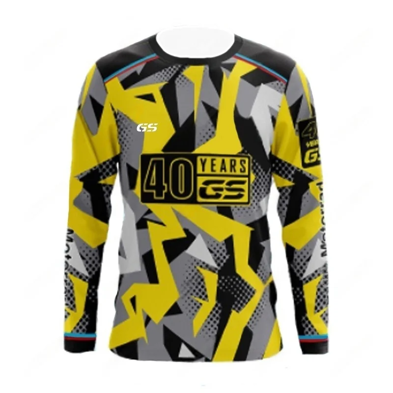 

40 Year GS Suitable for BMW R1250 R1200 F850 F750 Long T-shirt Motorcycle ADVENTURE Yellow Summer Racing Team Racing Shirt